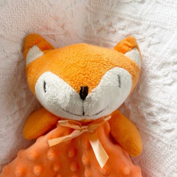 Pro Goleem Orange Fox Minky Dot Satin Baby Lovey Security Blanket Plush - Picture 3 of 7